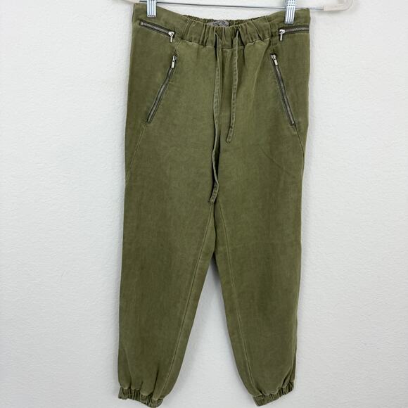 Zara Women's Lyocell Linen Blend Utility Jogger Pants Green Size XS - Picture 1 of 7
